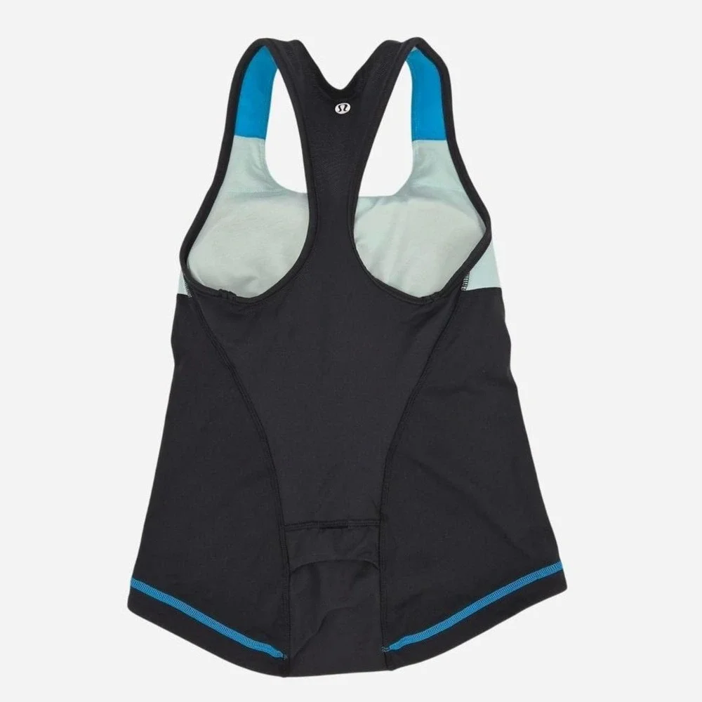 Lululemon Blue & black‎ sleeveless halter workout tank top